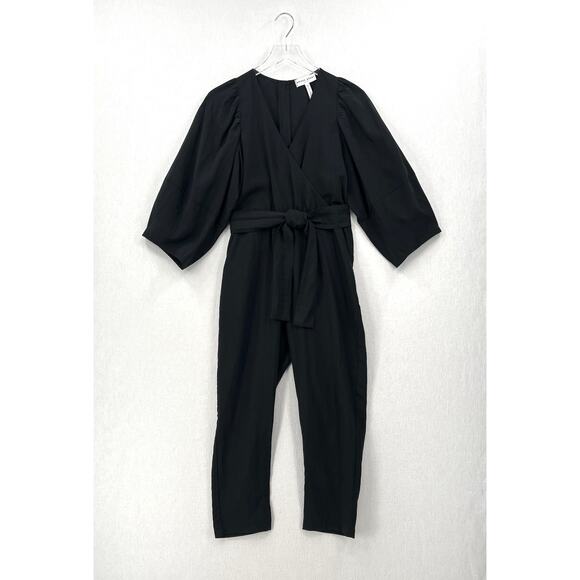 A PIECE APART Meru Jumpsuit Womens 0 Black Balloon Sleeve Belted Crop One Piece - Picture 4 of 16